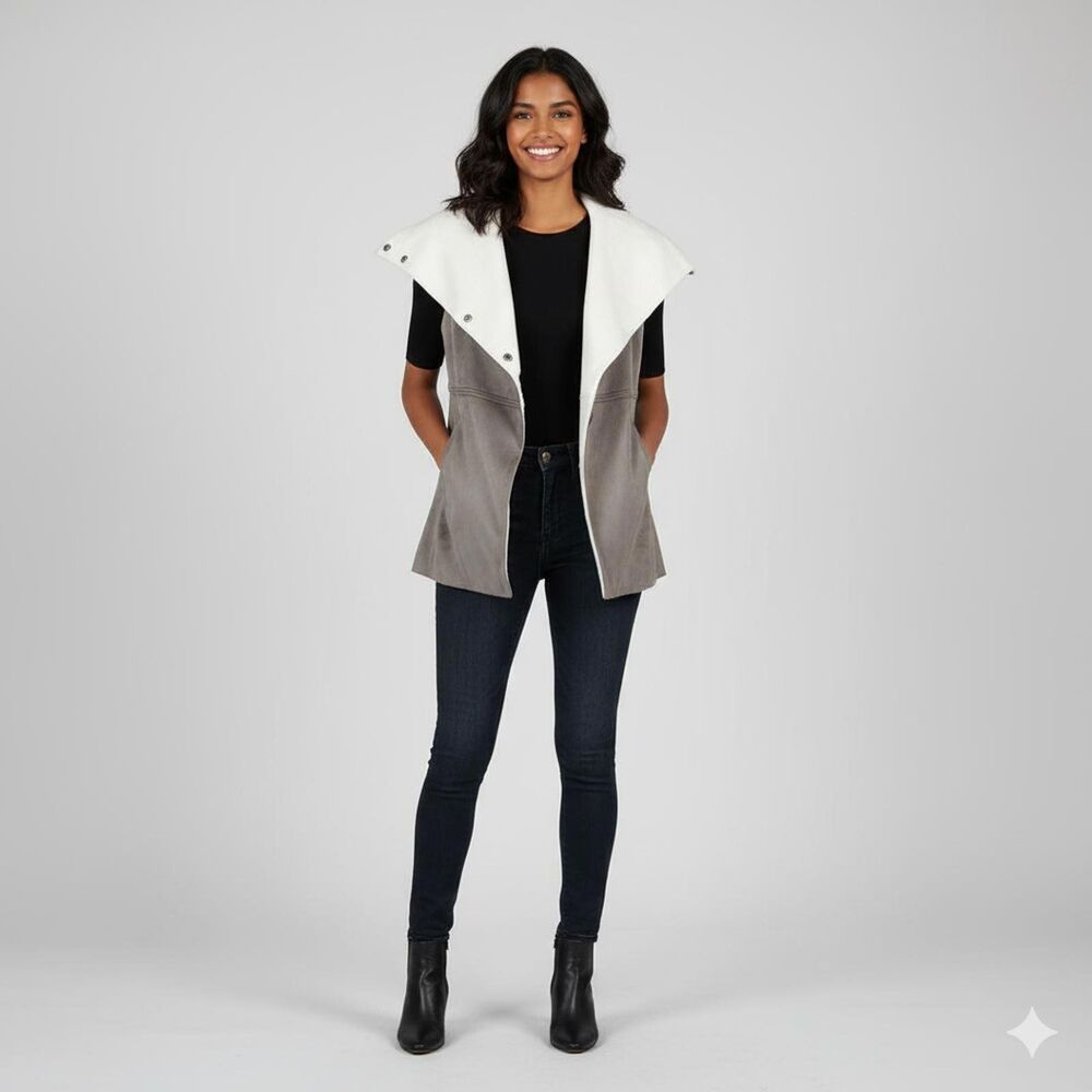 Stylish Two-Tone Faux Suede Women's Outerwear Jacket